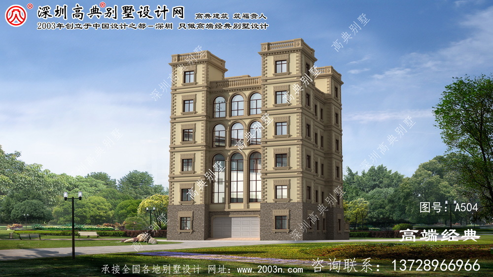 路桥区六层西式城堡平屋顶别墅