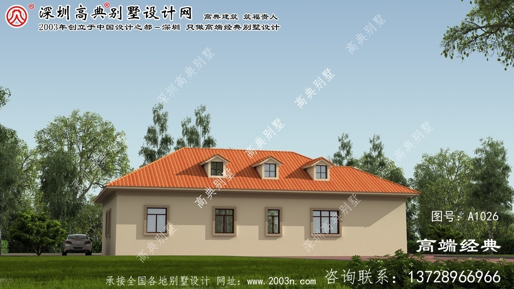 山亭区欧式单层别墅外观图	