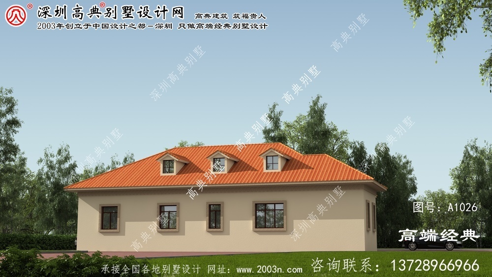 山亭区欧式单层别墅外观图	