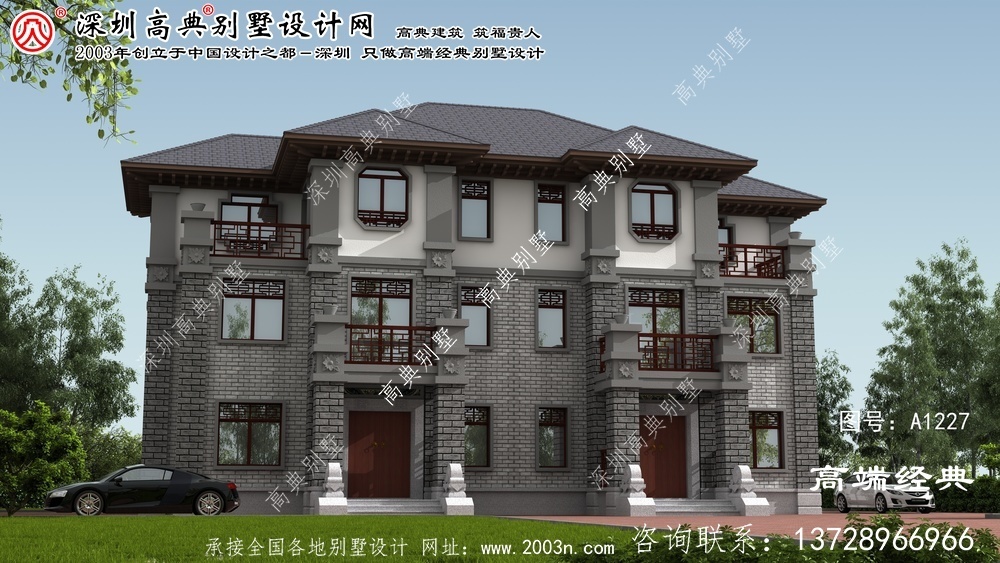 东城区中式双拼别墅效果图	