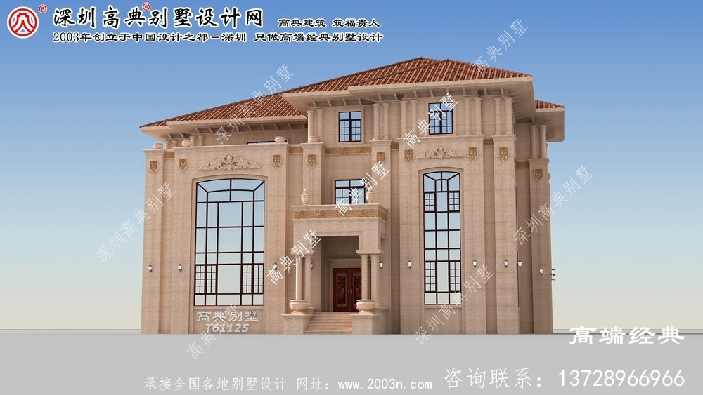突泉县农村三层欧式石材洋房设计图