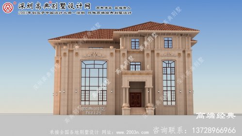 突泉县农村三层欧式石材洋房设计图