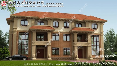 北湖区双拼三层别墅外观图	