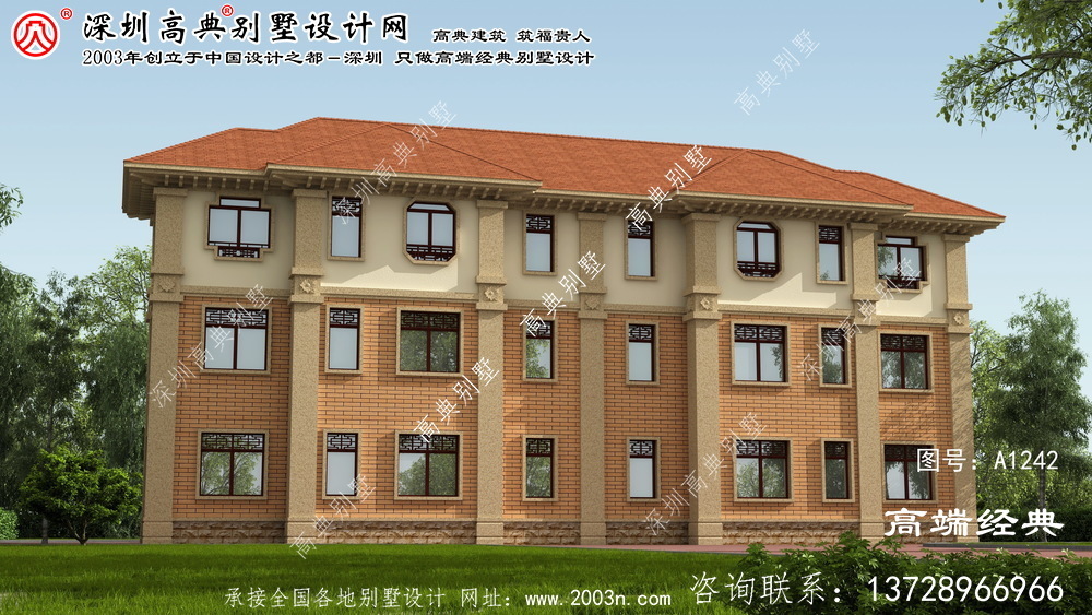 北湖区双拼三层别墅外观图	
