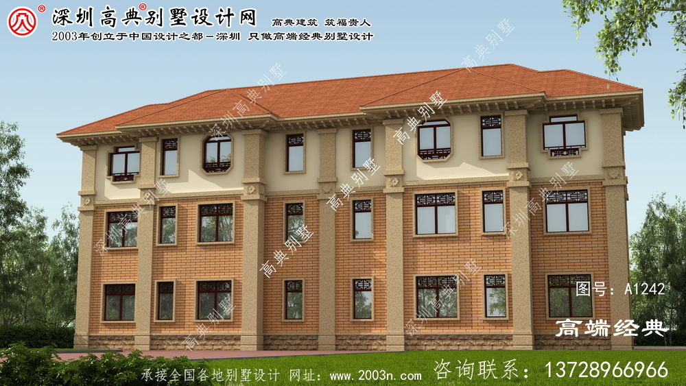 北湖区双拼三层别墅外观图	