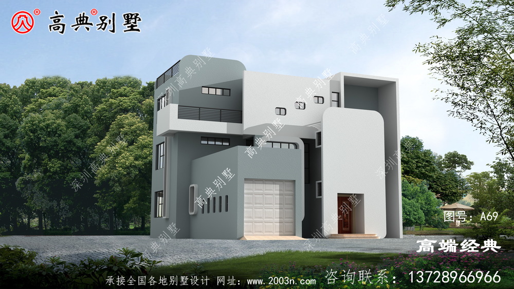 现代风格二层小别墅安全不怕小偷	