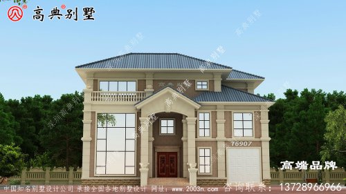 农村别墅外观效果图3层色彩搭配协调耐