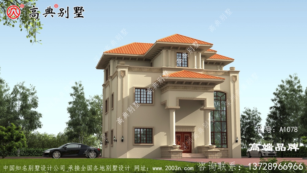 农村三层别墅大气精美，艺术感丰富	