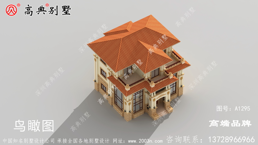 欧式独栋别墅外观效果图配双复式大厅	