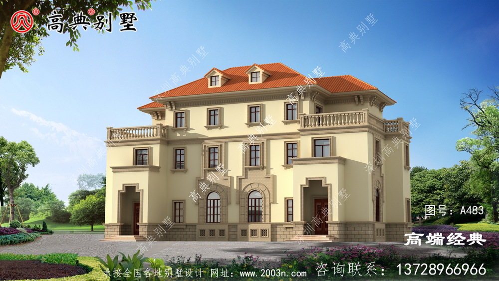 欧式双拼三层别墅，经典大气几十年不过时