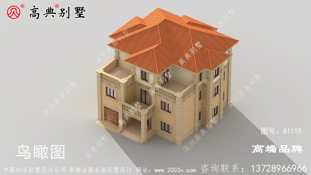 具备浓厚简欧气息的三层别墅外观图