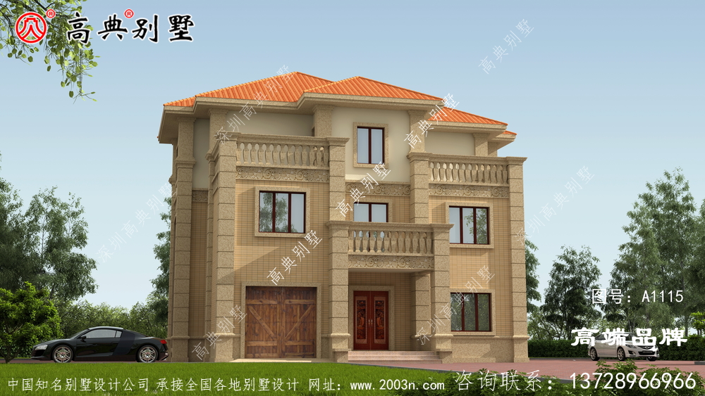 具备浓厚简欧气息的三层别墅外观图