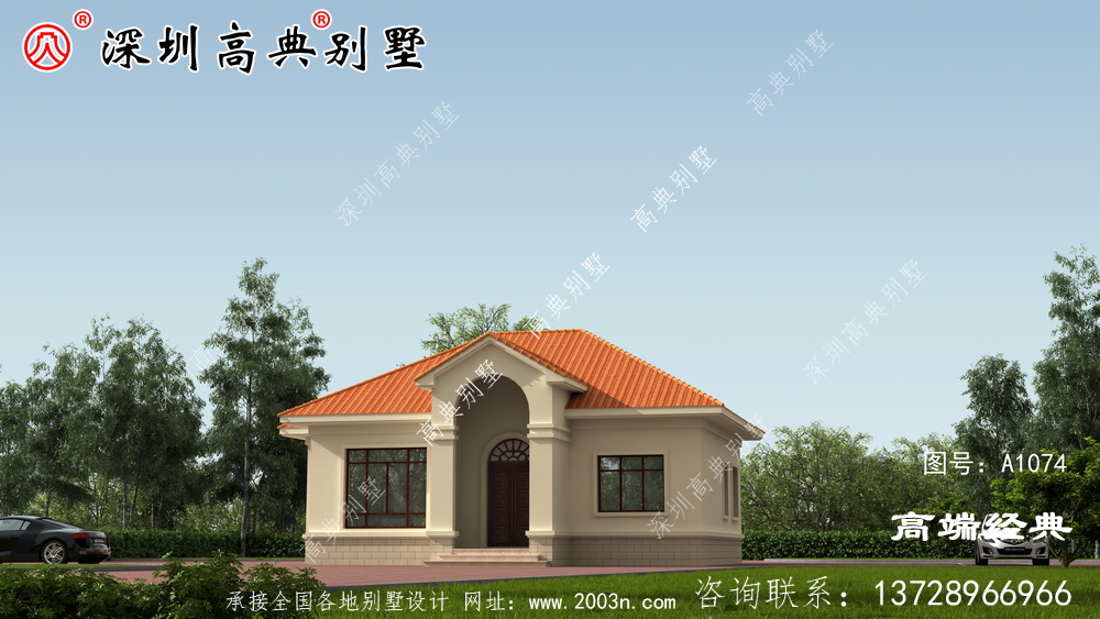 经济型实用欧式一层小楼房别墅平房设计图