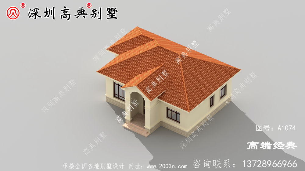 经济型实用欧式一层小楼房别墅平房设计图