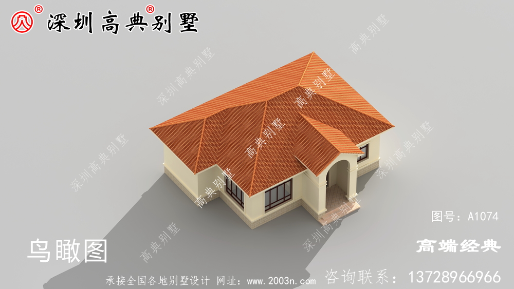 经济型实用欧式一层小楼房别墅平房设计图