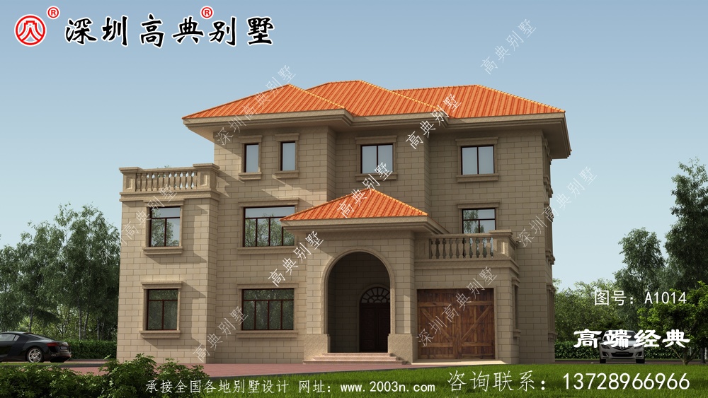 农村建房三层别墅简单美观，适合全家居住。