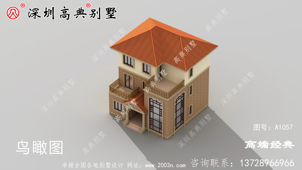 三层现代带阳台别墅图，完美的农村别墅