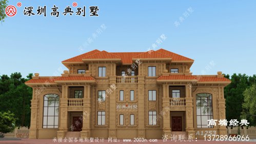 三层别墅大户型方案，有效果图和平面