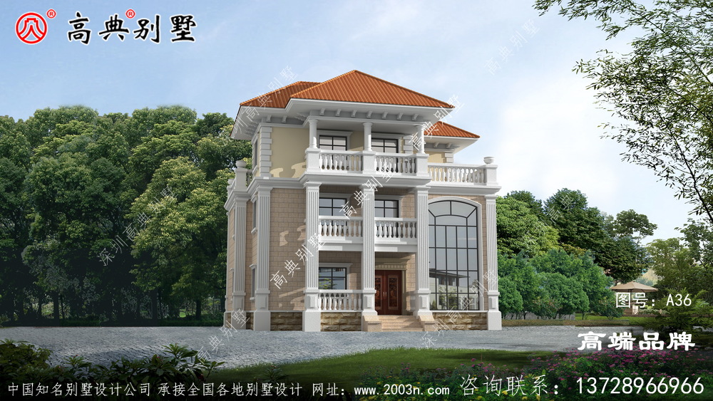 与其他色彩相容，这种立体感和艺术感使别墅更加洋气