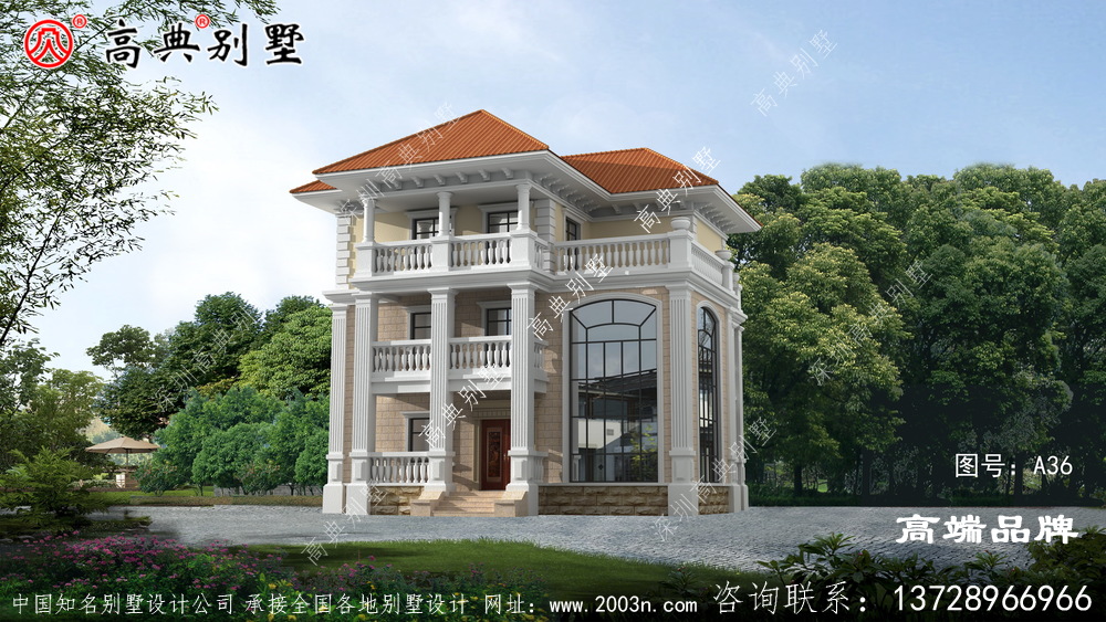 与其他色彩相容，这种立体感和艺术感使别墅更加洋气