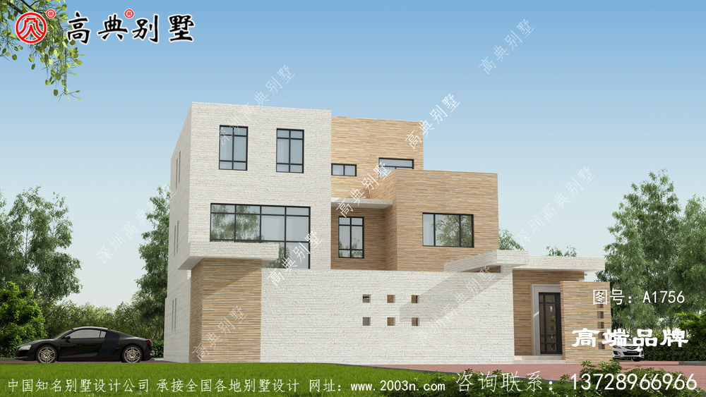 时尚现代三层别墅设计图，建在村里绝对是一道风景线